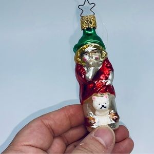 Authentic Star-Topped Inge-Glas German Made Christmas Ornament Little Girl & Cat